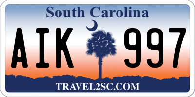 SC license plate AIK997
