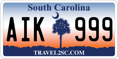SC license plate AIK999