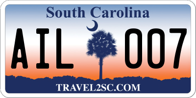 SC license plate AIL007