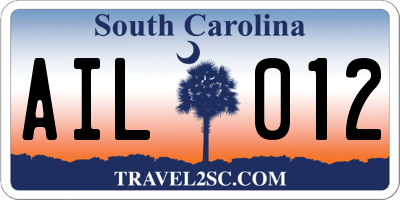 SC license plate AIL012