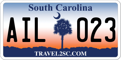 SC license plate AIL023