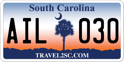 SC license plate AIL030