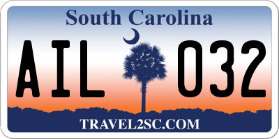 SC license plate AIL032