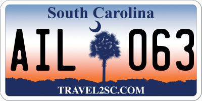 SC license plate AIL063
