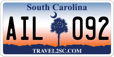 SC license plate AIL092
