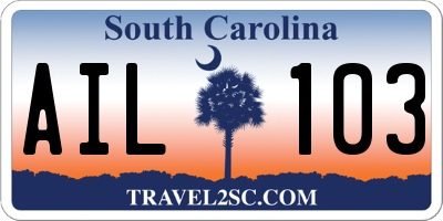 SC license plate AIL103