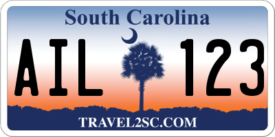 SC license plate AIL123