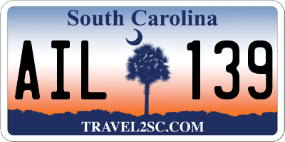 SC license plate AIL139