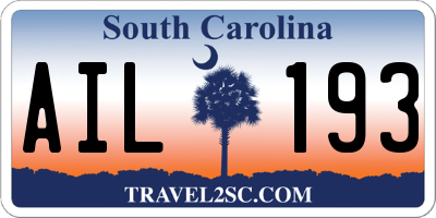 SC license plate AIL193