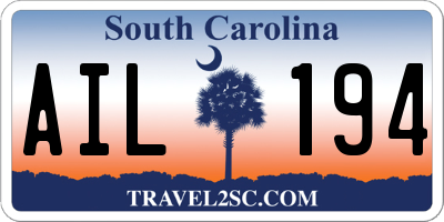 SC license plate AIL194