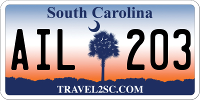 SC license plate AIL203