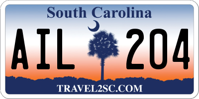 SC license plate AIL204