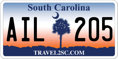 SC license plate AIL205