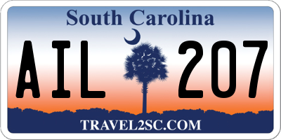 SC license plate AIL207