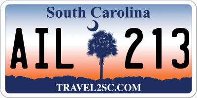 SC license plate AIL213