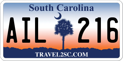 SC license plate AIL216
