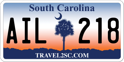 SC license plate AIL218