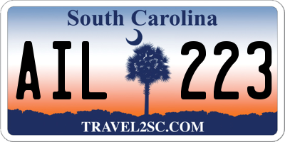 SC license plate AIL223