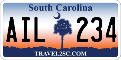 SC license plate AIL234