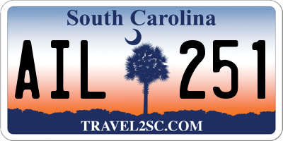 SC license plate AIL251