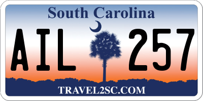SC license plate AIL257