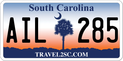 SC license plate AIL285