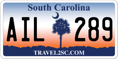 SC license plate AIL289