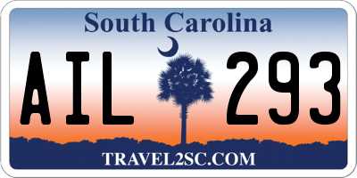 SC license plate AIL293