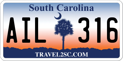 SC license plate AIL316