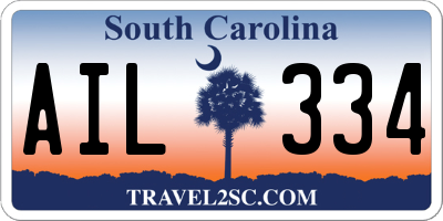 SC license plate AIL334