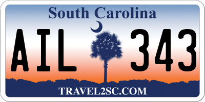 SC license plate AIL343