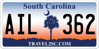 SC license plate AIL362