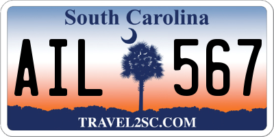 SC license plate AIL567