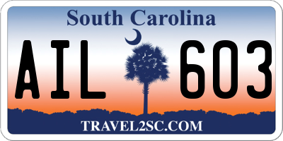 SC license plate AIL603