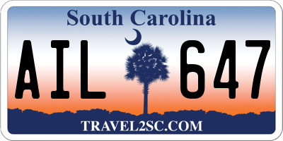 SC license plate AIL647
