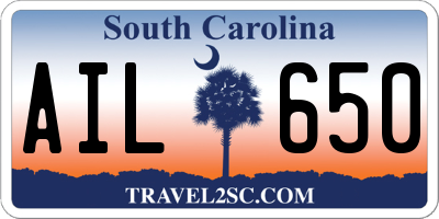 SC license plate AIL650