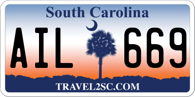SC license plate AIL669