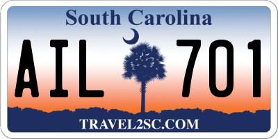 SC license plate AIL701
