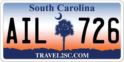 SC license plate AIL726