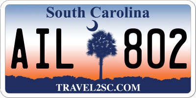 SC license plate AIL802