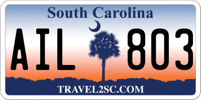 SC license plate AIL803
