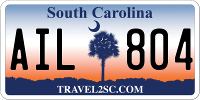 SC license plate AIL804
