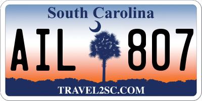 SC license plate AIL807