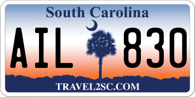 SC license plate AIL830