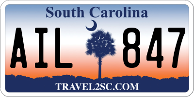 SC license plate AIL847