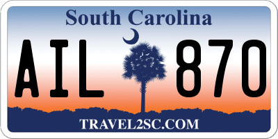 SC license plate AIL870