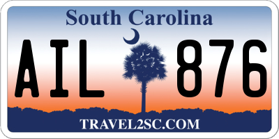 SC license plate AIL876