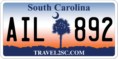 SC license plate AIL892
