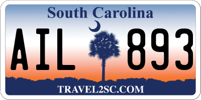 SC license plate AIL893