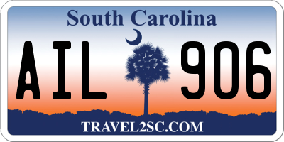 SC license plate AIL906